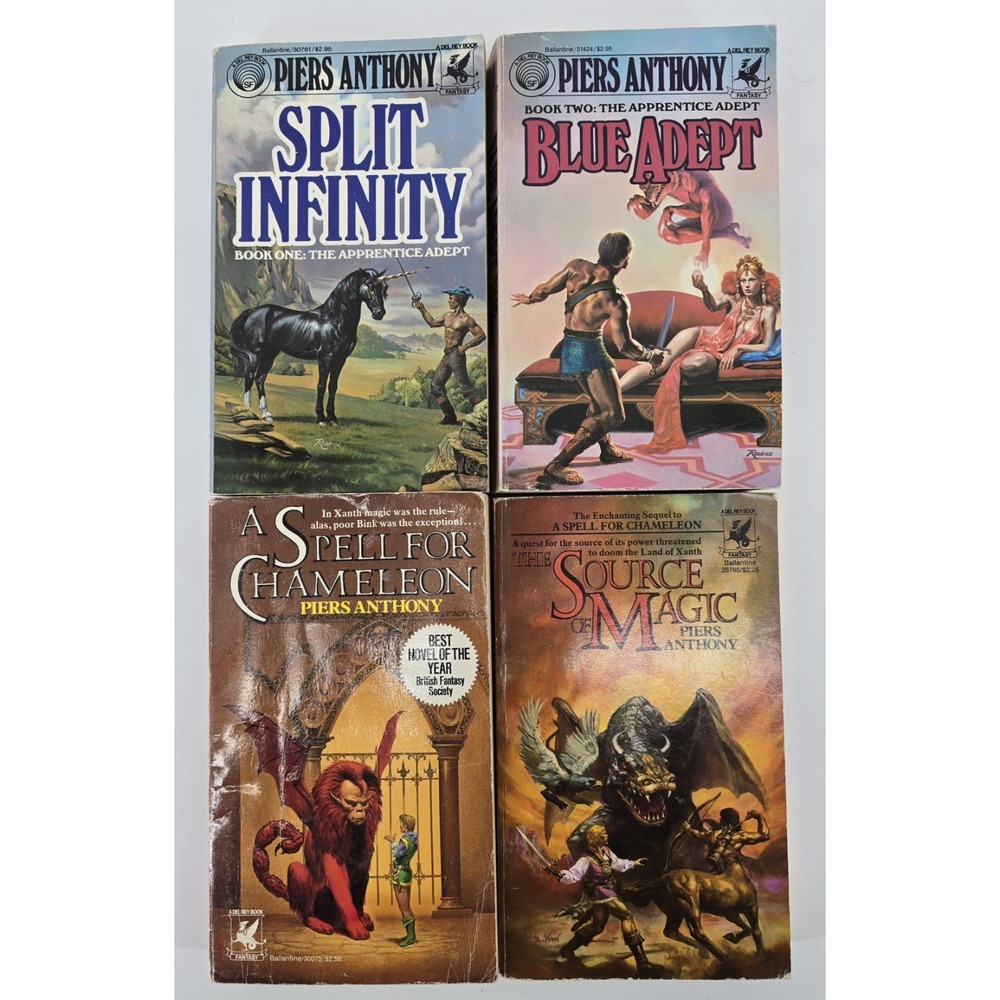 Lot of 4 Vintage Piers Anthony PB Books Series Apprentice Adept Xanth Fantasy